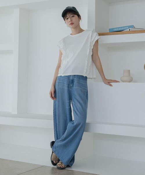 URBAN RESEARCH Sonny Label（アーバンリサーチサニーレーベル）の「ミニフリルフレンチTシャツ（Tシャツ/カットソー・レディース・ブラック/オフホワイト/ネイビー・FREE）」の9枚目の写真