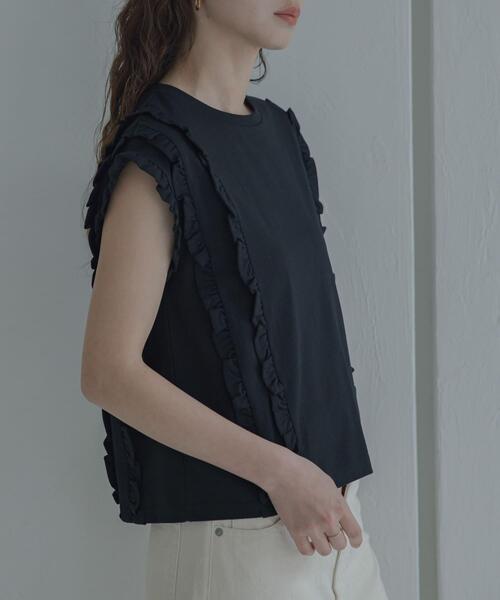 URBAN RESEARCH Sonny Label（アーバンリサーチサニーレーベル）の「ミニフリルフレンチTシャツ（Tシャツ/カットソー・レディース・ブラック/オフホワイト/ネイビー・FREE）」の14枚目の写真