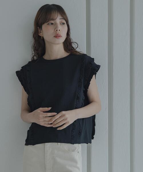 URBAN RESEARCH Sonny Label（アーバンリサーチサニーレーベル）の「ミニフリルフレンチTシャツ（Tシャツ/カットソー・レディース・ブラック/オフホワイト/ネイビー・FREE）」の15枚目の写真