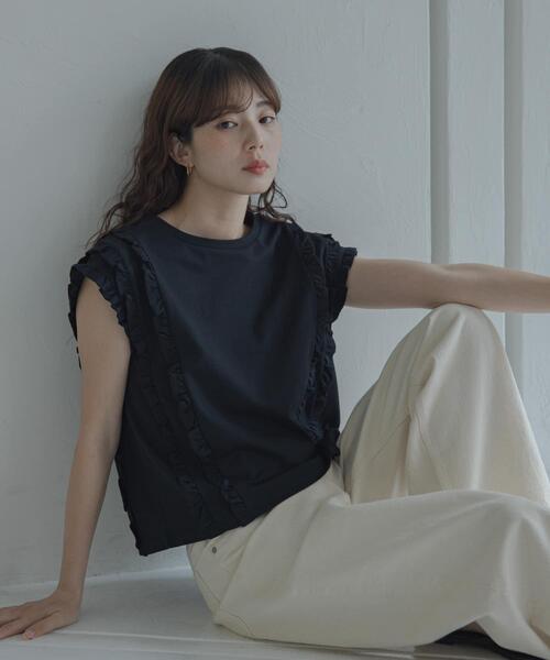 URBAN RESEARCH Sonny Label（アーバンリサーチサニーレーベル）の「ミニフリルフレンチTシャツ（Tシャツ/カットソー・レディース・ブラック/オフホワイト/ネイビー・FREE）」の20枚目の写真