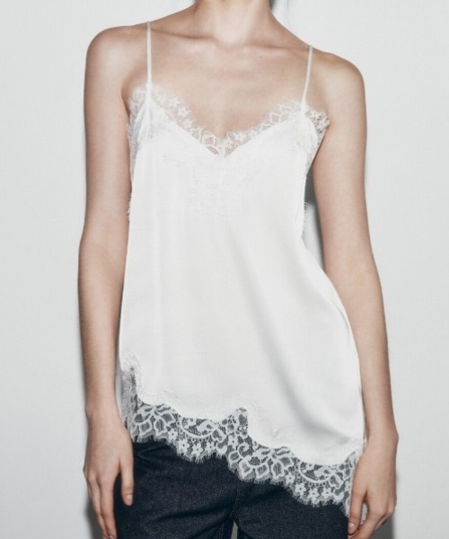 yuue' ( wear )（ユーイ）の「レーストリムサテンキャミソール（キャミソール・レディース・ブラック/ホワイト/ダークブラウン・FREE）」の8枚目の写真