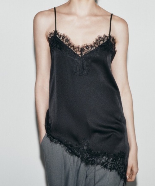 yuue' ( wear )（ユーイ）の「レーストリムサテンキャミソール（キャミソール・レディース・ブラック/ホワイト/ダークブラウン・FREE）」の15枚目の写真