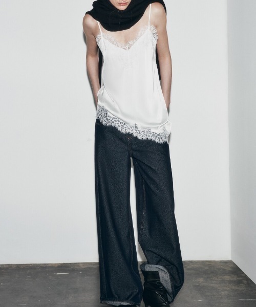 yuue' ( wear )（ユーイ）の「レーストリムサテンキャミソール（キャミソール・レディース・ブラック/ホワイト/ダークブラウン・FREE）」の12枚目の写真