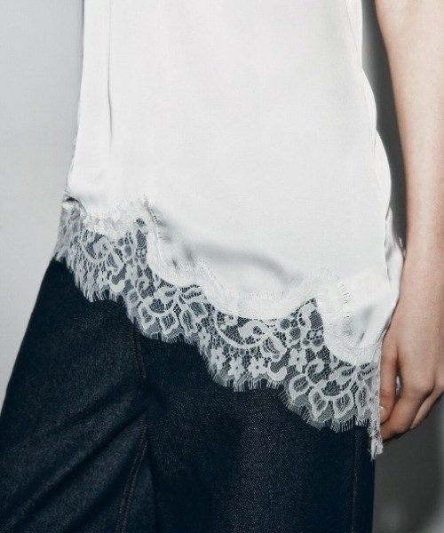 yuue' ( wear )（ユーイ）の「レーストリムサテンキャミソール（キャミソール・レディース・ブラック/ホワイト/ダークブラウン・FREE）」の11枚目の写真