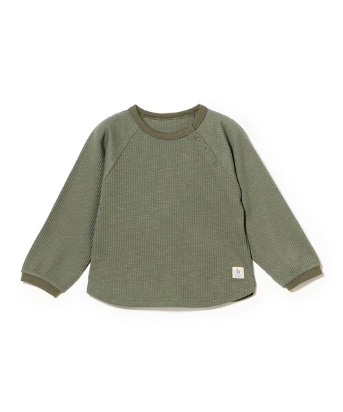 こども ビームス（コドモビームス）の「ベビー テレコ ラグラン 長袖 Tシャツ 2026FW（60～90cm）出産祝い 誕生日 プレゼント お着替え楽ちん ラグラン（Tシャツ/カットソー・キッズ・グリーン系その他/ブラウン・80-90/60-70）」の2枚目の写真