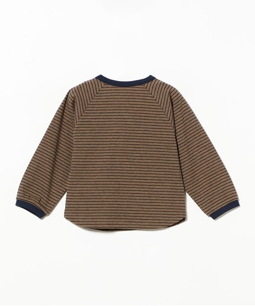 こども ビームス（コドモビームス）の「ベビー テレコ ラグラン 長袖 Tシャツ 2026FW（60～90cm）出産祝い 誕生日 プレゼント お着替え楽ちん ラグラン（Tシャツ/カットソー・キッズ・グリーン系その他/ブラウン・80-90/60-70）」の4枚目の写真