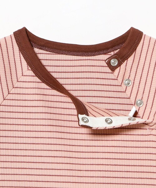 こども ビームス（コドモビームス）の「ベビー テレコ ラグラン 長袖 Tシャツ 2026FW（60～90cm）出産祝い 誕生日 プレゼント お着替え楽ちん ラグラン（Tシャツ/カットソー・キッズ・グリーン系その他/ブラウン・80-90/60-70）」の7枚目の写真