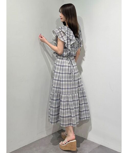 MERCURYDUO(マーキュリーデュオ)の「チェックプリントバックレースアップティアードスカート(スカート・レディース・ネイビー/ピンク・SMALL/MEDIUM)」の15枚目の写真