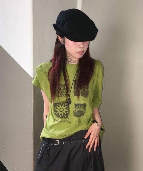 HELLO SUNRISE(ハローサンライズ)の「Sun Stamp Tee_Olive(Tシャツ/カットソー・レディース・オリーブ・LARGE/MEDIUM/SMALL/X-LARGE)」の5枚目の写真