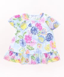 32／－天竺オリジナルダリアハートプリントチュニックTシャツ