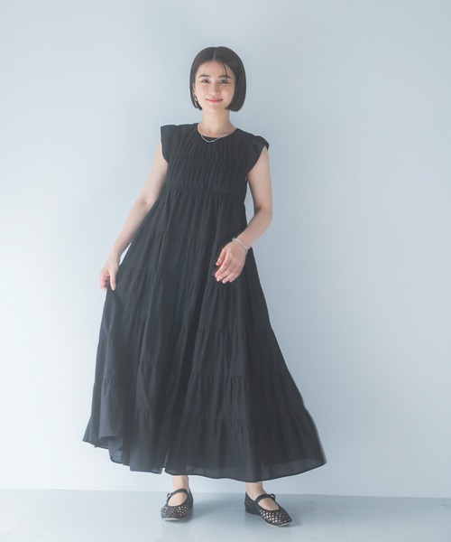 定価5万 Rene 2020年 ティアードドレス ワンピース ブラック 36 WILLFULLY - ティアードワンピース (ブラック) pieced cotton lace