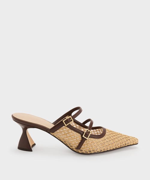 CHARLES & KEITH（チャールズ & キース）の「ラフィア スカルプチュラルヒール ポインテッドミュール（パンプス・レディース・ブラック系その他2/ブラウン系その他7/ベージュ・23.5cm/25cm/23cm/22.5cm/24.5cm）」の5枚目の写真