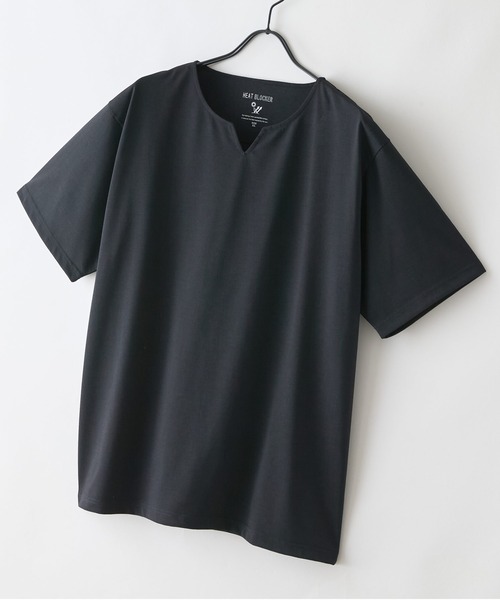 JEANS MATE(ジーンズメイト)の「【HEAT BLOCKER/ヒートブロッカー】【まるで着る日傘!遮熱&UVカット】コットンライク キーネックTシャツ 吸水速乾 アンチピリング イージーケア ユニセックス(Tシャツ/カットソー・メンズ・ホワイト/チャコールグレー/ブラック/カーキ・MEDIUM/X-LARGE/LARGE)」の3枚目の写真