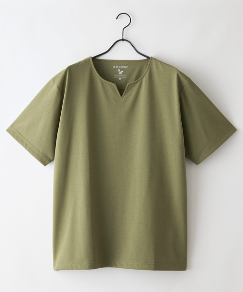 JEANS MATE(ジーンズメイト)の「【HEAT BLOCKER/ヒートブロッカー】【まるで着る日傘!遮熱&UVカット】コットンライク キーネックTシャツ 吸水速乾 アンチピリング イージーケア ユニセックス(Tシャツ/カットソー・メンズ・ホワイト/チャコールグレー/ブラック/カーキ・MEDIUM/X-LARGE/LARGE)」の5枚目の写真