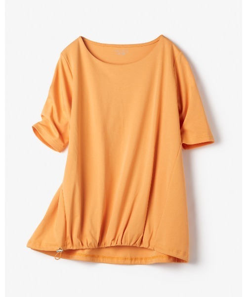 DoCLASSE( ドゥクラッセ)の「ドローコード付ボートネック/5分袖・DoT(Tシャツ/カットソー・レディース・ライトオレンジ系/レッド/アクア/ブルー・L/S/M)」の5枚目の写真