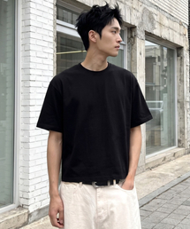 メンズ コットン 半袖 リアル クロップTシャツ ブラック