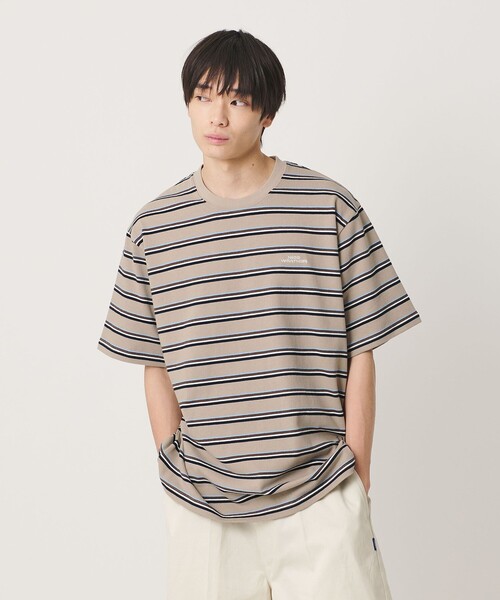 NICE WEATHER（ナイスウェザー）の「＜NICE WEATHER＞ボーダー ショートスリーブ Tシャツ（Tシャツ/カットソー・メンズ・ホワイト/ベージュ/ライム・L/M/S/XS）」の3枚目の写真