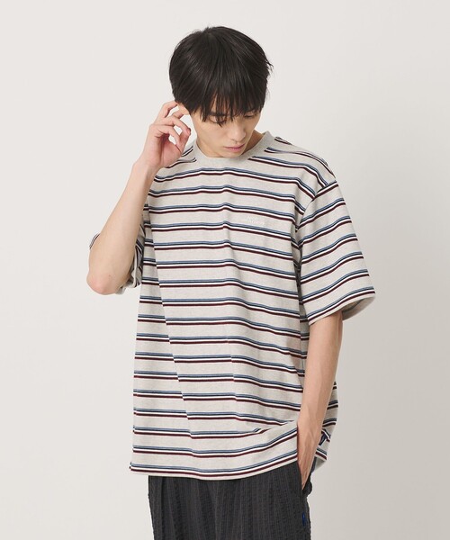 NICE WEATHER（ナイスウェザー）の「＜NICE WEATHER＞ボーダー ショートスリーブ Tシャツ（Tシャツ/カットソー・メンズ・ホワイト/ベージュ/ライム・L/M/S/XS）」の2枚目の写真