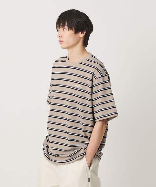 NICE WEATHER（ナイスウェザー）の「＜NICE WEATHER＞ボーダー ショートスリーブ Tシャツ（Tシャツ/カットソー・メンズ・ホワイト/ベージュ/ライム・L/M/S/XS）」の4枚目の写真