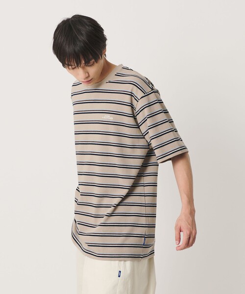NICE WEATHER（ナイスウェザー）の「＜NICE WEATHER＞ボーダー ショートスリーブ Tシャツ（Tシャツ/カットソー・メンズ・ホワイト/ベージュ/ライム・L/M/S/XS）」の5枚目の写真