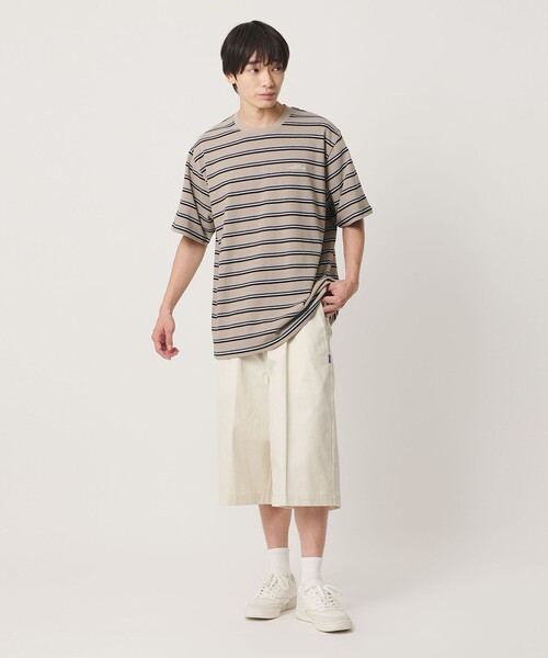 NICE WEATHER（ナイスウェザー）の「＜NICE WEATHER＞ボーダー ショートスリーブ Tシャツ（Tシャツ/カットソー・メンズ・ホワイト/ベージュ/ライム・L/M/S/XS）」の6枚目の写真