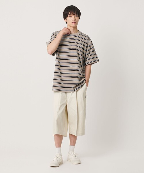 NICE WEATHER（ナイスウェザー）の「＜NICE WEATHER＞ボーダー ショートスリーブ Tシャツ（Tシャツ/カットソー・メンズ・ホワイト/ベージュ/ライム・L/M/S/XS）」の7枚目の写真