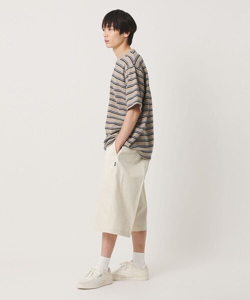 NICE WEATHER（ナイスウェザー）の「＜NICE WEATHER＞ボーダー ショートスリーブ Tシャツ（Tシャツ/カットソー・メンズ・ホワイト/ベージュ/ライム・L/M/S/XS）」の8枚目の写真