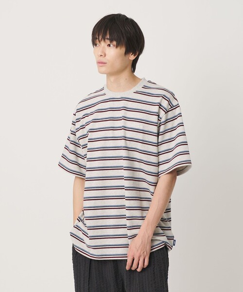 NICE WEATHER（ナイスウェザー）の「＜NICE WEATHER＞ボーダー ショートスリーブ Tシャツ（Tシャツ/カットソー・メンズ・ホワイト/ベージュ/ライム・L/M/S/XS）」の10枚目の写真
