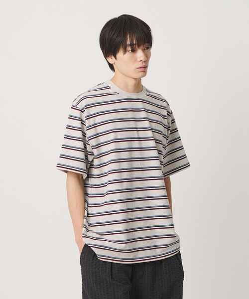 NICE WEATHER（ナイスウェザー）の「＜NICE WEATHER＞ボーダー ショートスリーブ Tシャツ（Tシャツ/カットソー・メンズ・ホワイト/ベージュ/ライム・L/M/S/XS）」の11枚目の写真