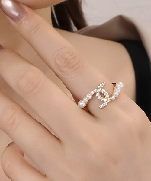 blackdia ocean(ブラックダイヤオーシャン)の「blackdia ocean クロスモチーフ CZパール リング(リング・レディース・ゴールド/シルバー・14号)」の2枚目の写真