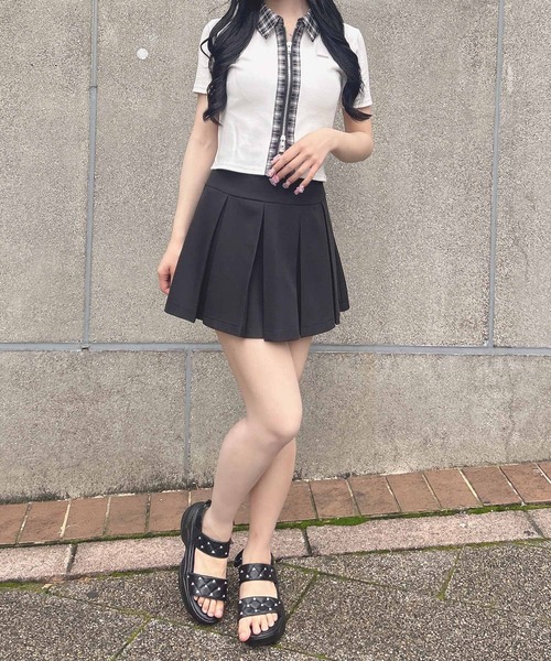 INGNI(イング)の「チェック襟ダブルジップトップス(Tシャツ/カットソー・レディース・グレー/オフホワイト/ブラック・M)」の8枚目の写真