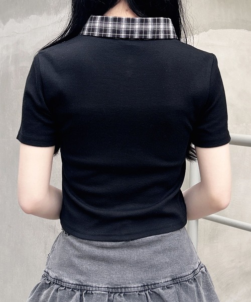 INGNI(イング)の「チェック襟ダブルジップトップス(Tシャツ/カットソー・レディース・グレー/オフホワイト/ブラック・M)」の13枚目の写真