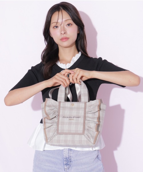 JILL by JILL STUART(ジルバイジルスチュアート)の「チェックフレームフリルトートバッグ(トートバッグ・レディース・ベージュ系その他/グレー系その他・FREE)」の11枚目の写真