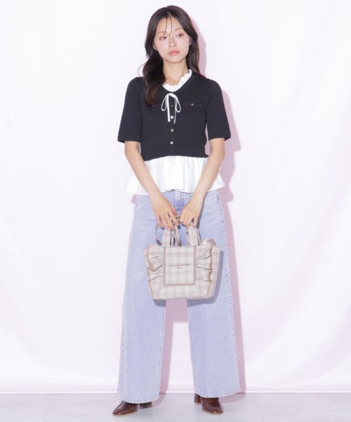 JILL by JILL STUART(ジルバイジルスチュアート)の「チェックフレームフリルトートバッグ(トートバッグ・レディース・ベージュ系その他/グレー系その他・FREE)」の13枚目の写真