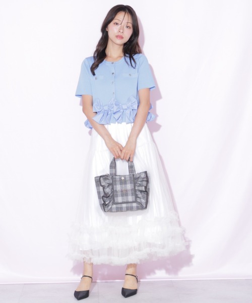 JILL by JILL STUART(ジルバイジルスチュアート)の「チェックフレームフリルトートバッグ(トートバッグ・レディース・ベージュ系その他/グレー系その他・FREE)」の6枚目の写真