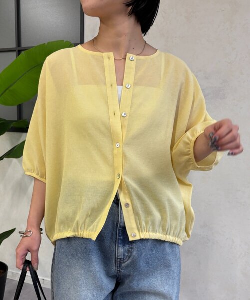 Jena espace merveilleux(ジェナ エスパスメルヴェイユ)の「シアー麻調ブラウス(シャツ/ブラウス・レディース・ライトベージュ/イエロー/ブラック・FREE)」の3枚目の写真