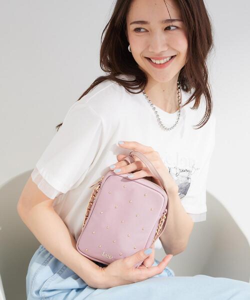 Lee(リー)の「【Lee別注/撥水】スタッズミニショルダーバッグ(ショルダーバッグ・レディース・アイボリー/グレー/ブラック/ピンク系/ゴールド系7/ブラック系7/ピンク系その他2/ライトパープル/サックスブルー系7/ネイビー系5・00)」の9枚目の写真