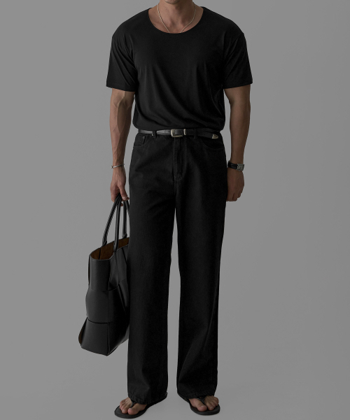 BOWLOW PRODUCT（バウロープロダクト）の「テンセルリブヘンリーネックマッスル半袖Tシャツ[ブラック]（Tシャツ/カットソー・メンズ・その他・MEDIUM/LARGE/X-LARGE）」の2枚目の写真