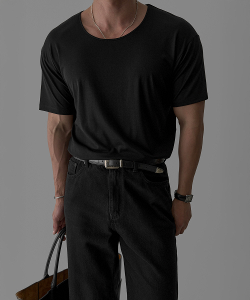 BOWLOW PRODUCT（バウロープロダクト）の「テンセルリブヘンリーネックマッスル半袖Tシャツ[ブラック]（Tシャツ/カットソー・メンズ・その他・MEDIUM/LARGE/X-LARGE）」の3枚目の写真