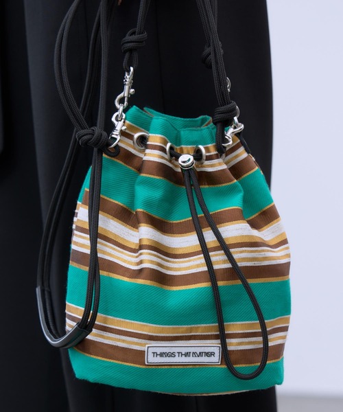 THINGS THAT MATTER（シングス ザット マター）の「【LIMITED FABRIC】TWO WAY DRAWSTRING BAG / ツー ウェイ ドローストリング バッグ（ハンドバッグ・レディース・ブラック/ブルー/ベージュ/グリーン/ピンク・FREE）」の7枚目の写真