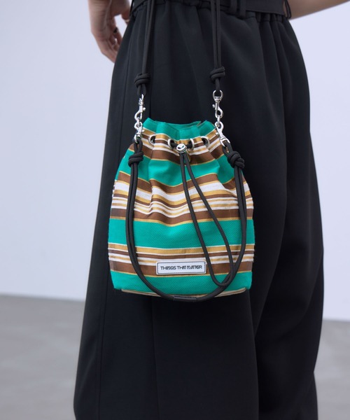 THINGS THAT MATTER（シングス ザット マター）の「【LIMITED FABRIC】TWO WAY DRAWSTRING BAG / ツー ウェイ ドローストリング バッグ（ハンドバッグ・レディース・ブラック/ブルー/ベージュ/グリーン/ピンク・FREE）」の6枚目の写真