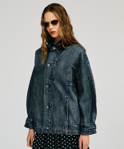 PRANK PROJECT（プランクプロジェクト）の「【2026Autumn Pre-Order】clinklet デニムブルゾン / Crinkled Denim Blouson（デニムジャケット・レディース・ブルー・FREE）」の10枚目の写真