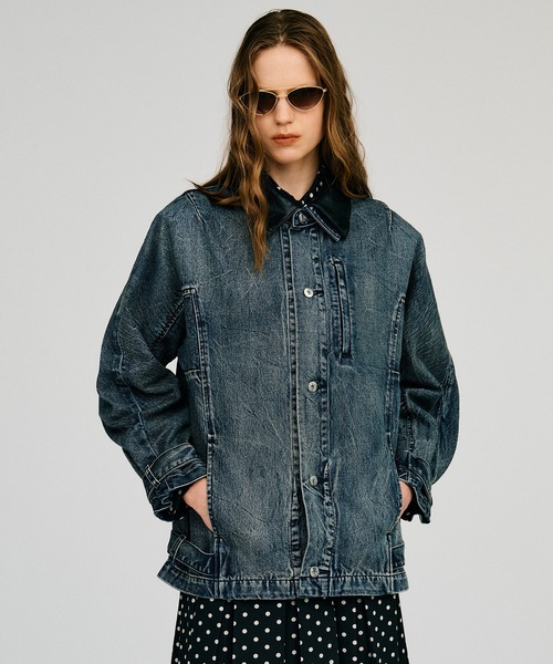 PRANK PROJECT（プランクプロジェクト）の「【2026Autumn Pre-Order】clinklet デニムブルゾン / Crinkled Denim Blouson（デニムジャケット・レディース・ブルー・FREE）」の9枚目の写真