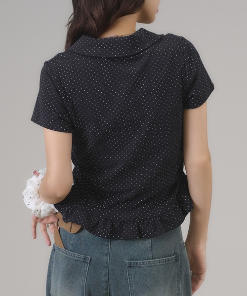 apres jour mignon(アプレジュールミニョン)の「ドットギャザ-フロントトップス(Tシャツ/カットソー・レディース・ブラック/オフホワイト・フリー/LARGE)」の12枚目の写真