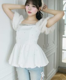 Belle Charme | 【Belle Charme】Jewel Ballon Peplum Tops(シャツ/ブラウス)