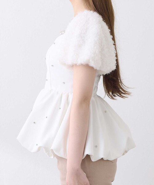 Belle Charme(ベルシャルム)の「【Belle Charme】Jewel Ballon Peplum Tops(シャツ/ブラウス・レディース・ブラック/オフホワイト/ベージュ・FREE)」の8枚目の写真