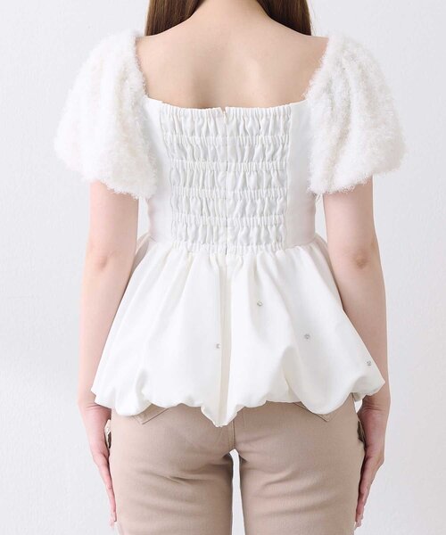 Belle Charme(ベルシャルム)の「【Belle Charme】Jewel Ballon Peplum Tops(シャツ/ブラウス・レディース・ブラック/オフホワイト/ベージュ・FREE)」の9枚目の写真