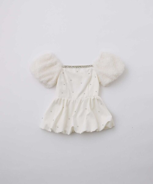 Belle Charme(ベルシャルム)の「【Belle Charme】Jewel Ballon Peplum Tops(シャツ/ブラウス・レディース・ブラック/オフホワイト/ベージュ・FREE)」の15枚目の写真