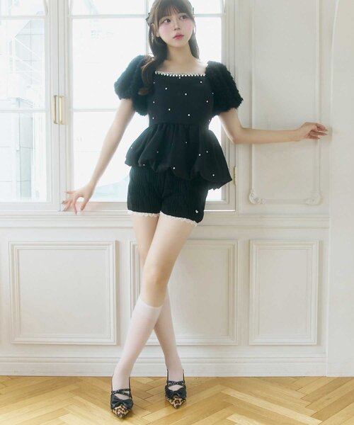 Belle Charme(ベルシャルム)の「【Belle Charme】Jewel Ballon Peplum Tops(シャツ/ブラウス・レディース・ブラック/オフホワイト/ベージュ・FREE)」の17枚目の写真