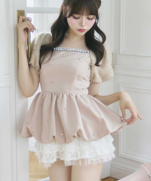 Belle Charme(ベルシャルム)の「【Belle Charme】Jewel Ballon Peplum Tops(シャツ/ブラウス・レディース・ブラック/オフホワイト/ベージュ・FREE)」の19枚目の写真